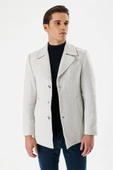 Taş Rengi Kaşe Kırlangıç Yaka Desenli Yünlü Astarlı Slim Fit Dar Kesim Casual Mont 1007235173 - 3