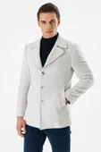 Taş Rengi Kaşe Kırlangıç Yaka Desenli Yünlü Astarlı Slim Fit Dar Kesim Casual Mont 1007235173 - 1