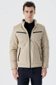 Taş Rengi Dik Yaka Astarlı Comfort Fit Rahat Kesim Casual Mont 1007235166 - 2