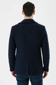 Lacivert Kaşe Kırlangıç Yaka Desenli Yünlü Astarlı Slim Fit Dar Kesim Casual Mont 1007235173 - 6