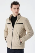 Taş Rengi Dik Yaka Astarlı Comfort Fit Rahat Kesim Casual Mont 1007235166 - 4