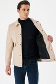 Açık Bej Kaşe Kolej Yaka Astarlı Slim Fit Dar Kesim Casual Mont 1007235172 - 2