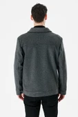 Koyu Antrasit Kaşe Kolej Yaka Astarlı Slim Fit Dar Kesim Casual Mont 1007235172 - 3
