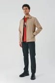 Açık Bej Bez Ayağı Polo Yaka Düz Tam Astar Slim Fit Casual Mont 1007240101 - 6