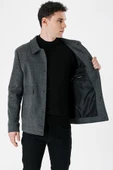 Koyu Antrasit Kaşe Kolej Yaka Astarlı Slim Fit Dar Kesim Casual Mont 1007235172 - 7