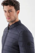 Koyu Lacivert Hakim Yaka Astarlı Slim Fit Dar Kesim Casual Mont 1007235156 - 6