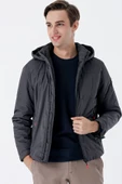Gri Dik Yaka Astarlı Slim Fit Dar Kesim Casual Mont 1007235161 - 1