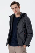 Gri Dik Yaka Astarlı Slim Fit Dar Kesim Casual Mont 1007235161 - 2