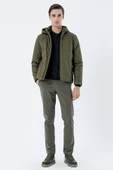 Koyu Haki Dik Yaka Astarlı Slim Fit Dar Kesim Casual Mont 1007235161 - 7