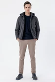 Gri Dik Yaka Astarlı Slim Fit Dar Kesim Casual Mont 1007235161 - 5