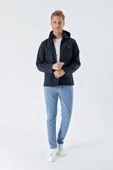 Koyu Lacivert Kapüşonlu Astarlı Slim Fit Dar Kesim Casual Mont 1007235163 - 3