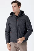 Gri Dik Yaka Astarlı Slim Fit Dar Kesim Casual Mont 1007235161 - 4