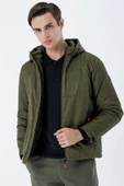 Koyu Haki Dik Yaka Astarlı Slim Fit Dar Kesim Casual Mont 1007235161 - 3