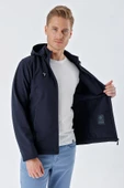 Koyu Lacivert Kapüşonlu Astarlı Slim Fit Dar Kesim Casual Mont 1007235163 - 8