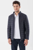 Koyu Lacivert Hakim Yaka Astarlı Slim Fit Dar Kesim Casual Mont 1007235156 - 4