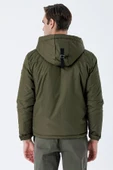 Koyu Haki Dik Yaka Astarlı Slim Fit Dar Kesim Casual Mont 1007235161 - 4