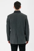 Koyu Antrasit Kaşe Hakim Yaka Astarlı Slim Fit Dar Kesim Casual Mont 1007235171 - 6