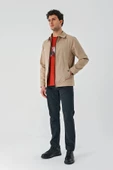 Açık Bej Bez Ayağı Polo Yaka Düz Tam Astar Slim Fit Casual Mont 1007240101 - 5