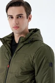 Koyu Haki Dik Yaka Astarlı Slim Fit Dar Kesim Casual Mont 1007235161 - 2