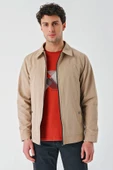 Açık Bej Bez Ayağı Polo Yaka Düz Tam Astar Slim Fit Casual Mont 1007240101 - 3