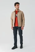 Açık Bej Bez Ayağı Polo Yaka Düz Tam Astar Slim Fit Casual Mont 1007240101 - 4