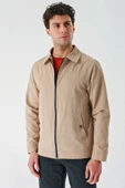 Açık Bej Bez Ayağı Polo Yaka Düz Tam Astar Slim Fit Casual Mont 1007240101 - 2