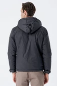 Gri Dik Yaka Astarlı Slim Fit Dar Kesim Casual Mont 1007235161 - 7