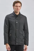 Siyah Dik Yaka Yarım Astar Comfort Fit Rahat Kesim Casual Mont 1007240150 - 3
