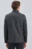 Siyah Dik Yaka Yarım Astar Comfort Fit Rahat Kesim Casual Mont 1007240150 - 5