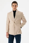 Açık Bej Kaşe Dik Yaka Astarlı Slim Fit Dar Kesim Casual Mont 1007235170 - 3