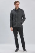 Siyah Dik Yaka Yarım Astar Comfort Fit Rahat Kesim Casual Mont 1007240150 - 2
