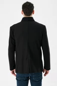 Siyah Kaşe Dik Yaka Astarlı Slim Fit Dar Kesim Casual Mont 1007235170 - 2