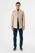 Açık Bej Kaşe Dik Yaka Astarlı Slim Fit Dar Kesim Casual Mont 1007235170 - 4