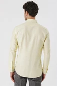 Sarı Kısalabilir Kollu Gabardin Cepsiz %100 Pamuk Casual Slim Fit Dar Kesim Gömlek 1004230180 thumbnail 6