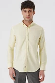 Sarı Kısalabilir Kollu Gabardin Cepsiz %100 Pamuk Casual Slim Fit Dar Kesim Gömlek 1004230180 thumbnail 1