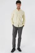 Sarı Kısalabilir Kollu Gabardin Cepsiz %100 Pamuk Casual Slim Fit Dar Kesim Gömlek 1004230180 thumbnail 4