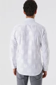 Beyaz Kısalabilir Kollu Desenli JakarlıCepsiz %100 Pamuk Casual Slim Fit Gömlek 1004230183 thumbnail 6