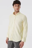 Sarı Kısalabilir Kollu Gabardin Cepsiz %100 Pamuk Casual Slim Fit Dar Kesim Gömlek 1004230180 thumbnail 2