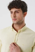 Sarı Kısalabilir Kollu Gabardin Cepsiz %100 Pamuk Casual Slim Fit Dar Kesim Gömlek 1004230180 thumbnail 5