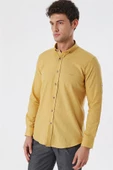 Bal Kısalabilir Kollu Cepsiz Biyeli %100 Pamuk Casual Slim Fit Dar Kesim Gömlek 1004230179 - 3