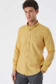 Bal Kısalabilir Kollu Cepsiz Biyeli %100 Pamuk Casual Slim Fit Dar Kesim Gömlek 1004230179 - 2