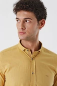 Bal Kısalabilir Kollu Cepsiz Biyeli %100 Pamuk Casual Slim Fit Dar Kesim Gömlek 1004230179 - 5