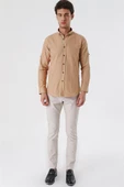 Camel Kısalabilir Kollu Cepsiz Biyeli %100 Pamuk Casual Slim Fit Dar Kesim Gömlek 1004230179 - 4