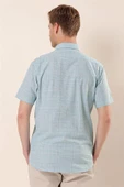 Açık Turkuaz Kısa Kollu EkoseliCepli %100 Pamuk Klasik Comfort Fit Rahat Kesim Gömlek 1004230172 thumbnail 5