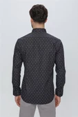 Siyah Uzun Kol Klasik Slim Fit Pamuklu Likralı Gömlek 1004225244 thumbnail 7