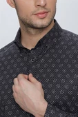 Siyah Uzun Kol Klasik Slim Fit Pamuklu Likralı Gömlek 1004225244 thumbnail 5