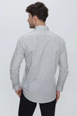 Gri Uzun Kol Klasik Slim Fit Pamuklu Likralı Gömlek 1004225247 thumbnail 7