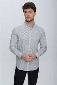 Gri Uzun Kol Klasik Slim Fit Pamuklu Likralı Gömlek 1004225247 thumbnail 4