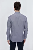 Açık Kırmızı Uzun Kol Gömlek Yaka Klasik Slim Fit Pamuklu Likralı Gömlek 1004225208 - 7
