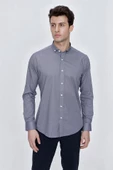 Açık Kırmızı Uzun Kol Gömlek Yaka Klasik Slim Fit Pamuklu Likralı Gömlek 1004225208 - 1